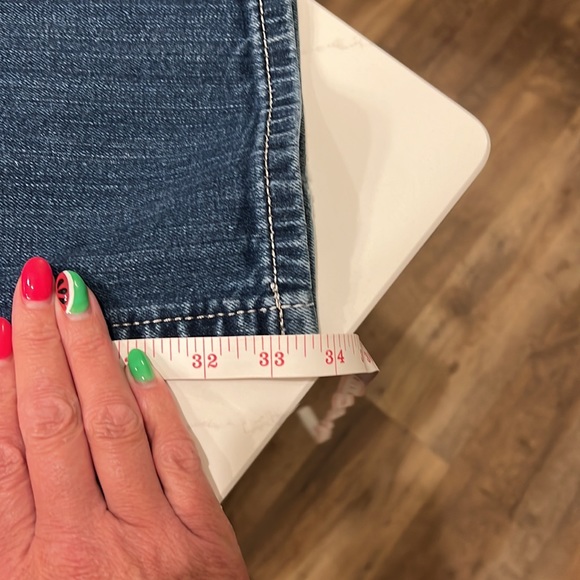 Miss Me Boot Cut Flap Pocket Jeans w/Black & Silver Lace embellishments, Size 31 - Picture 13 of 14